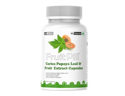 FruitPill Carica Papaya Leaf Extract | Pure Papaya Pure extract | Rich in Papain & Antioxidants | Supports Immunity, Platelet Health & Digestion - 60 Veg Capsules