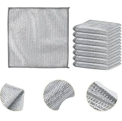 Eco-Kleen, Non-Scratch Wire Dish Cloth Steel Scrubber, 2-Layered Stainless Steel Mesh for Utensils, Sink & Counter Cleaning | Multipurpose Wet & Dry Scrubbing Pad (Pack of 10, Silver)
