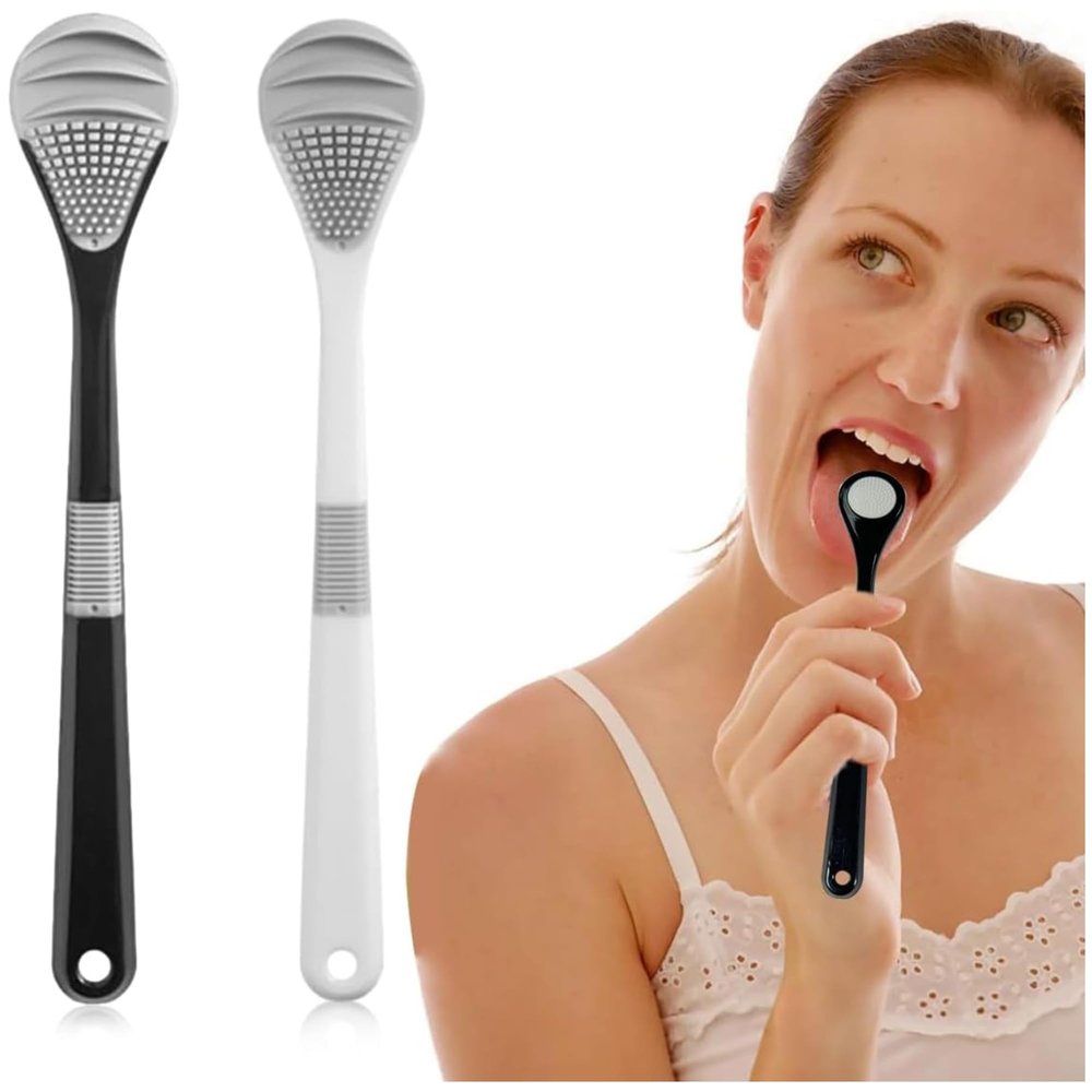 Ferio 2Pcs Silicone Tongue Cleaner for Adults Soft Tongue Scraper & Tung Brush | Fan Shape Tounge Cleaner Helps Fight Bad Breath | Tough Tongue Cleaner for Baby, Kids, Women & Men