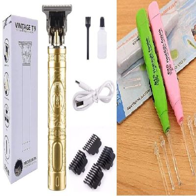 All Season New Look Trimmer Men Professional Cordless Hair Clipper Dragon Style,Rechargeable Trimmer For Beard,Hairs,Moustache & Face,Electric T Blade Zero Gapped Shaving Machine Men's Grooming Kit (plastic),Gold With 2-Pcs Earpick