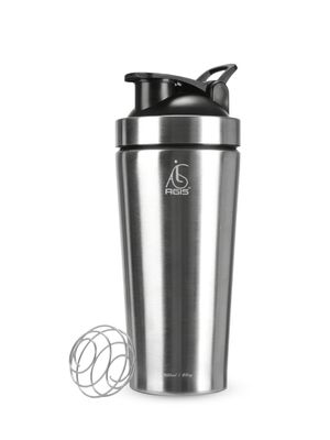 AGIS Steel Shaker Stainless Steel Shaker | Leakproof | Measurement Marking| Perfect For Fitness Enthusiast & Athletes | Ideal For Mixing Protein Shakes & Pre-Workout Formula, 700ml (SILVER)