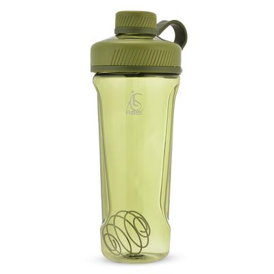 AGIS Military Shaker Bottle 800ml | Leakproof Transparent Gym Protein Shaker with Steel Blender Spring & Screw Cap | BPA-Free (Green)