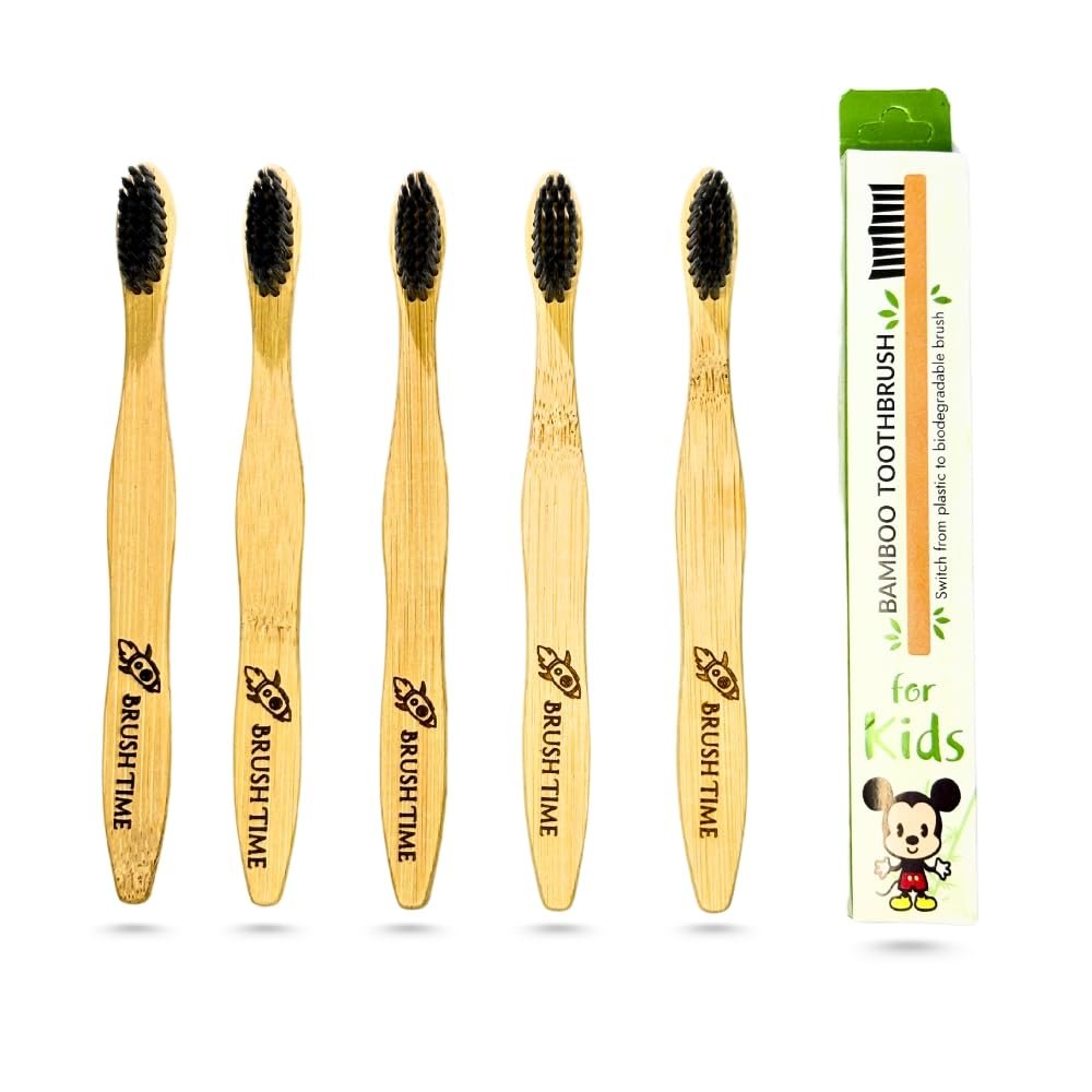 "5 Pack Bamboo Toothbrush Kits with Ultra-Soft & Medium Bristles Eco-Friendly, BPA-Free, Biodegradable Gentle Dental Care for Adults & Kids Zero Waste, Plastic-Free Toothbrush Set"