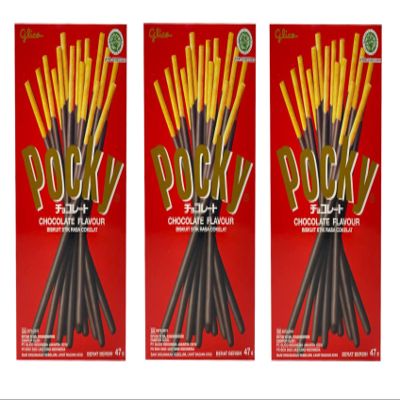 Pocky Chocolate Cream Covered Biscuit Sticks (Pack Of 3 x 47g)