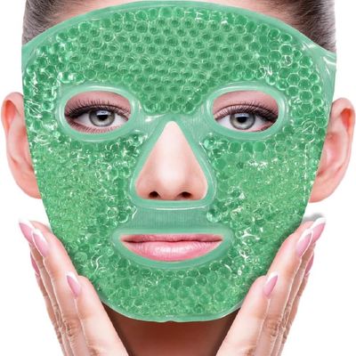 Reusable Hot & Cold Gel Bead Face Mask  Ice Pack for Puffy Eyes, Dark Circles, Sleep Aid, Facial Spa & Skincare Therapy for Women (Green)