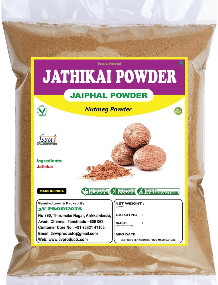 3V PRODUCTS Nutmeg Powder 1Kg | Jaiphal | Jathikai Powder Zero added Colours, Fillers, Additives & Preservatives | 100% Pure and Natural