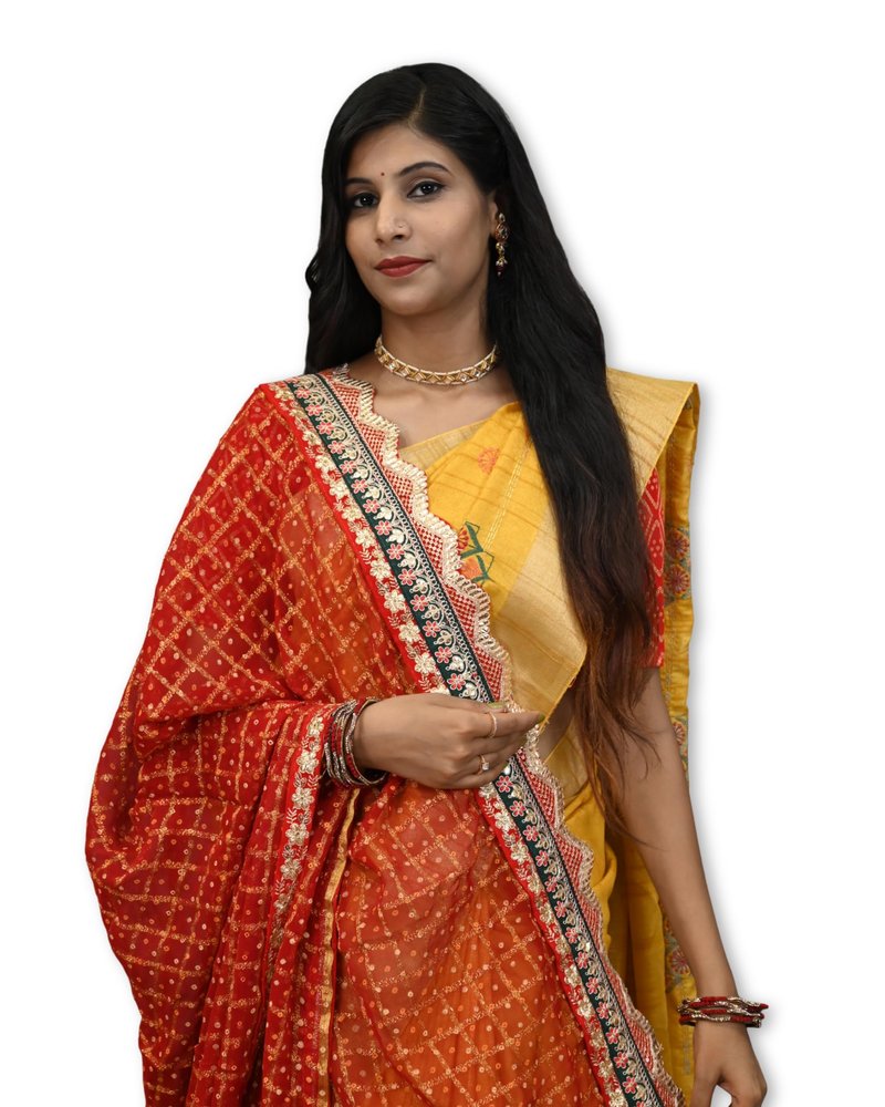RANISATIYA Beautiful Marwari Bandhni Zari weaving Dupatta (13,D067 (Red) Chunri, 2)