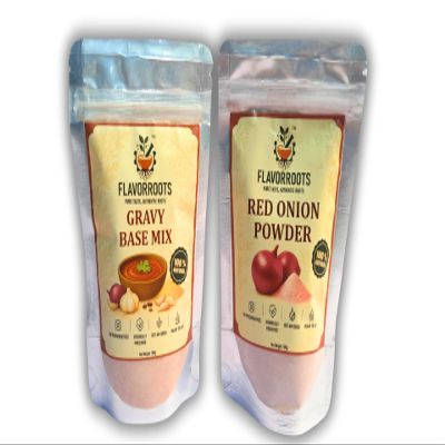 FlavorRoots Combo Pack of 2 Gravy Base Mix & Red Onion Powder (100g each) | Dehydrated | Strong Aroma & Flavor | Hot Air Dried | No Preservatives | Ideal for Gravies, Seasoning & Instant Mixes