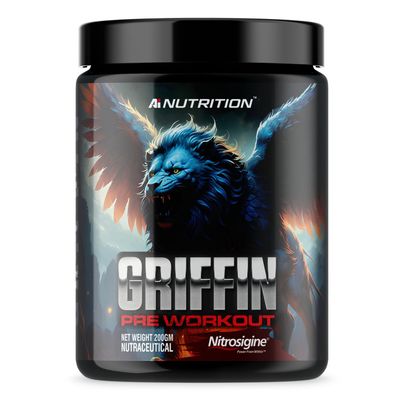AI Nutrition Griffin Pre Workout for Men & Women | Energy, Focus, Strength & Muscle Pump with Nitrosigine 1050mg, L Citrulline 2300mg, Caffeine 200mg | 40 Servings | Watermelon