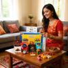 MOBINA Rakhi Gift Combo Box for Brother Bhaiya & Bhabhi-9 Inclusions + Evil Eye Rakhi Nazar Kavach|Chocolate,Millet Namkeen,Almond Bar,Incense Sticks & Stand,Perfume,Coin,Card,Roli Chawall view 4
