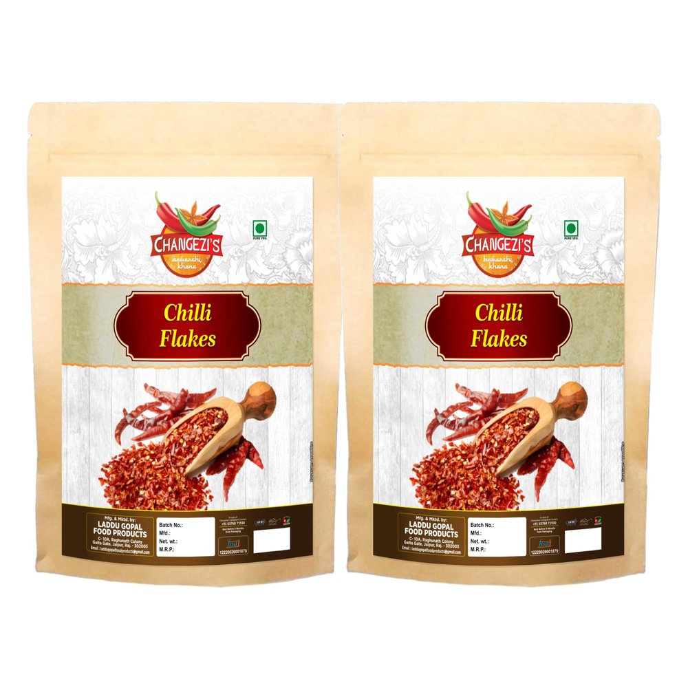 Changezi's Bawarchi Khana Diwali Sale Red-Chilli-Flakes||Crushed Red Chili for Bold Spicy Flavor||Seasoning -225g*2Pkt Great Indian Festival