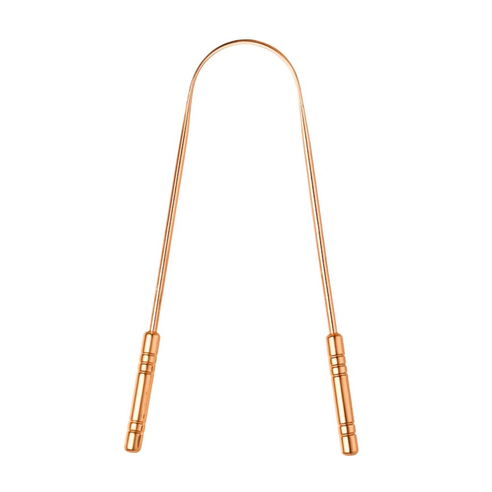 Fibres India Copper Tongue Cleaner | Kids & Adults with Ergonomic Handle - Effectively Combats Bad Breath | Enhances Oral Hygiene | Natural Copper Tongue Scraper for Improved Oral Health | Fresher Breath | Gentle Tongue Cleaning (Basic Copper, Pack o