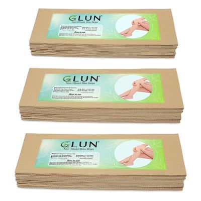 GLUN Wax Strips for Smooth Skin Without Wax, 420 Pieces Beige Strips, Hair-Free Skin, Gentle and Effective Hair Removal Nonwoven Strips