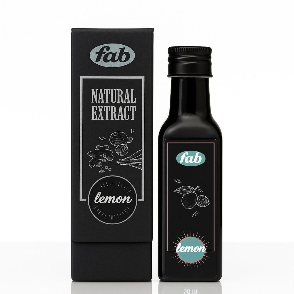 Fab Natural Extract Premium Flavoring for Baking, Ice Cream, Cookies, Pudding, Brownies, Desserts & More | Perfect for Home, Restaurants, Birthdays, Parties (50 ml, Lemon)