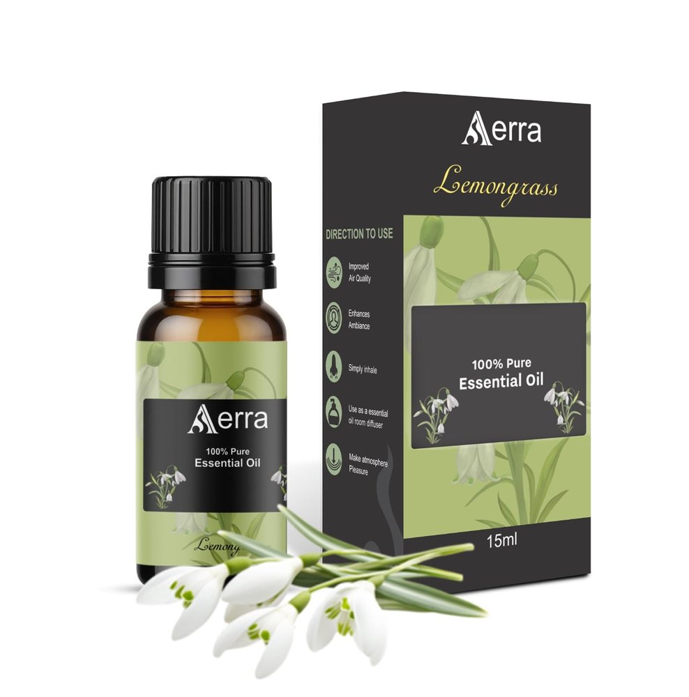 Aerra Lemongrass Essential Oil (15ml) Pure Aroma Oil for Diffuser, Aromatherapy, Room Freshener, DIY Vegan & Cruelty-Free