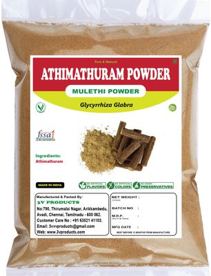 3V PRODUTS Natural Licorice Root Powder | Mulethi Powder | Liquorice | Athimathuram | Glycyrrhiza Glabra 100 Gm
