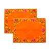 Achleshwar Designer Velvet Embroidered Pooja Aasan Cloth 8x10 inch Orange | Chowki Aasan for God Idol | Mandir Table Altar Cover for Temple, Puja Shelf, Diwali Decoration Pack 0f 2 view 1