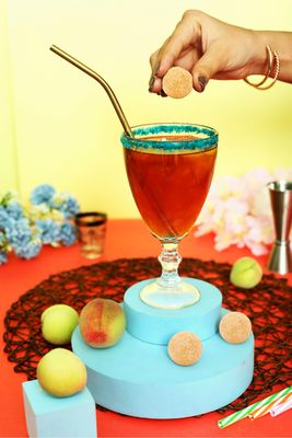 Bomdrop Peachy Vibe Drink Mix Ball | India's First Drink Mix Ball | Instant Mocktail Mix Ball | For Hotel, Restaurant And Party |Drop.Fizz.Sip (15 Gm, Pack Of 4)