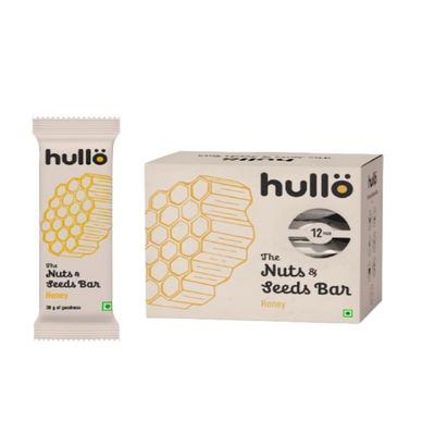 Hullo Nuts & Seeds Bar - Honey (12 x 30g Pack) | Dairy Free, Nutrient Rich & Balanced Snack Bars for Kids & Adults | Nutrition Bars No Added Sugar & No Preservatives