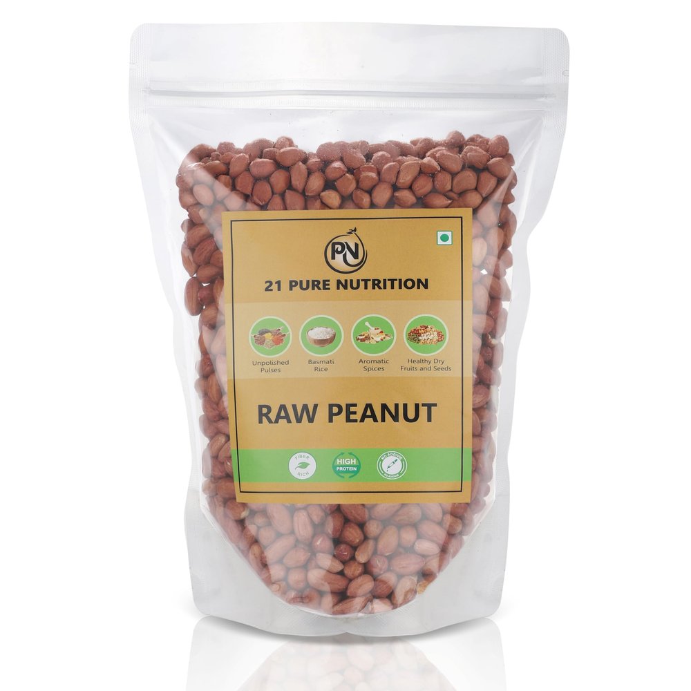 21 Pure Nutrition Raw Peanut Whole Groundnut with Skin High Protein Fibre Unpolished Natural Peanuts Ideal for Roasting, Snacking, Cooking, and Chutney Hygienically Packed