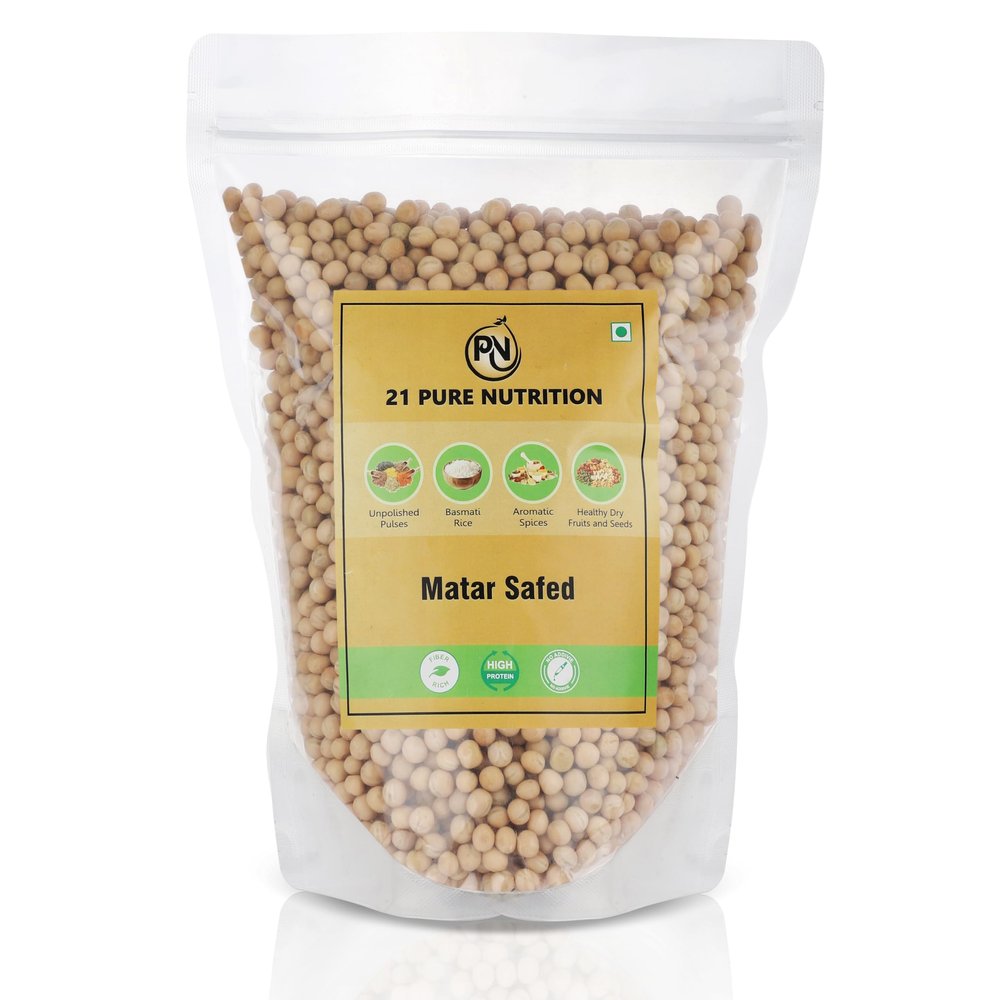21 Pure Nutrition Matar Safed White Peas Whole Dried Peas Rich in Protein Fibre Ideal for Curry, Chaat Soup Unpolished Natural Pulses Organic Safed Matar/Vatana Farm Fresh Diabetic Friendly