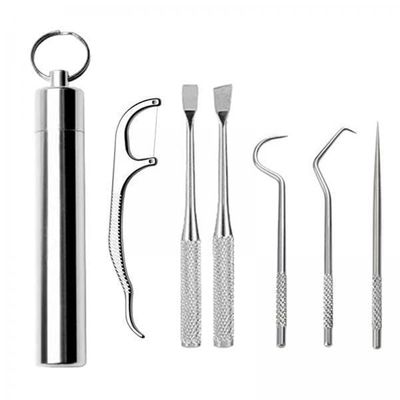 CALANDIS 4xStainless Steel Tootick Kit with Waterproof Holder for Daily Use Traveling | Dental Floss & Flossers | Oral Care