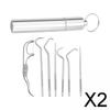 CALANDIS 2xPortable Stainless Steel Tootick Kit Traveling with Holder 7Pcs Kit | Dental Floss & Flossers | Oral Care view 2