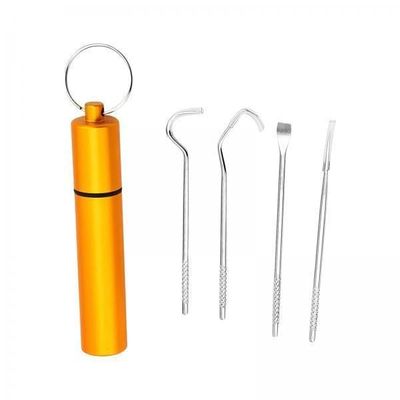 CALANDIS 2x4x Tootick Set Portable with Holder Case Tootick Hook for Picnic Gold | Dental Floss & Flossers | Oral Care