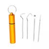 CALANDIS 2x4x Tootick Set Portable with Holder Case Tootick Hook for Picnic Gold | Dental Floss & Flossers | Oral Care view 1