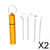 CALANDIS 2x4x Tootick Set Portable with Holder Case Tootick Hook for Picnic Gold | Dental Floss & Flossers | Oral Care view 2