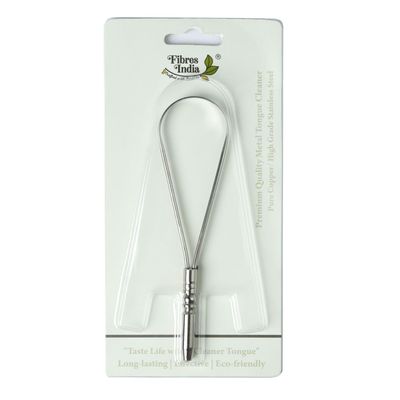 Fibres India Steel Tongue Cleaner | Stainless Steel Tongue Scraper for Adults & Kids | Ergonomic Handle | Fresh Breath & Oral Hygiene (Pack of 1)