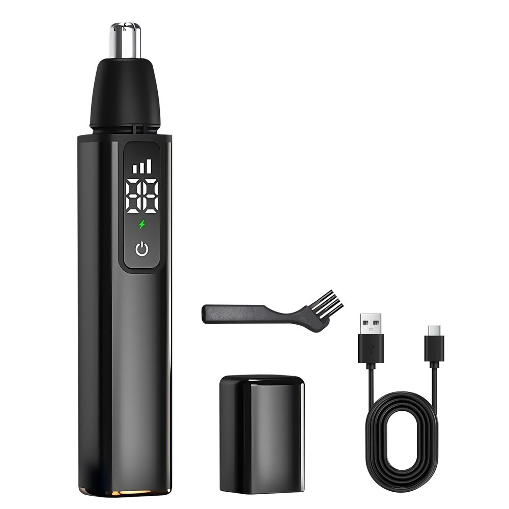 DOMAL Nose Hair Trimmer for Men & Women with Digital Display, 3-Speed Smart Touch Lock Panel, Stainless Steel 4-Blade, Painless Hair Removal, 10000RPM Motor, Waterproof, Fast Charging