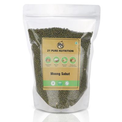 21 Pure Nutrition Moong Sabut Whole Green Gram Unpolished Pulses Rich in Protein Fibre Ideal for Sprouts, Khichdi Curries Natural