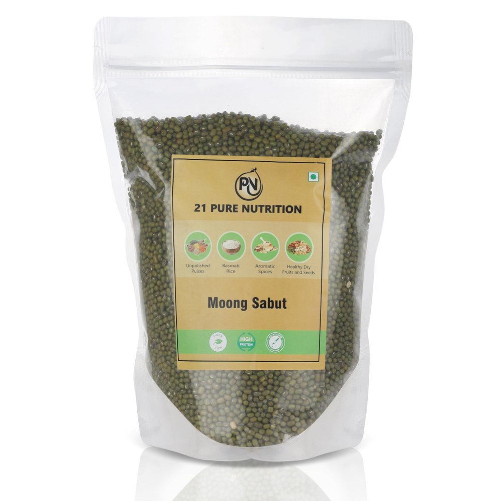 21 Pure Nutrition Moong Sabut Whole Green Gram Unpolished Pulses Rich in Protein Fibre Ideal for Sprouts, Khichdi Curries Natural