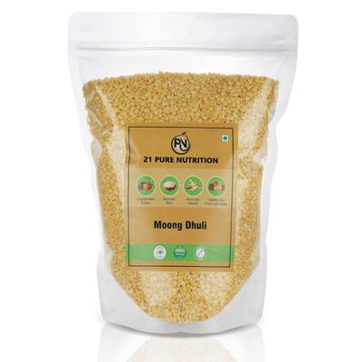 21 Pure Nutrition Moong Dhuli KG, Unpolished Yellow Moong Dal, High Protein Fiber, Clean Natural Split Pulses for Healthy Cooking