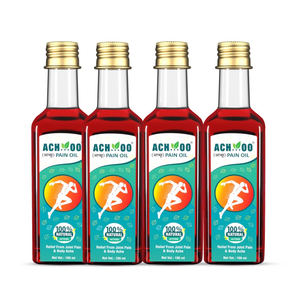 Achoo Pain Relief Oil Ayurvedic Solution for Joint, Muscle & Body Pain - 100ML (Pack of 4)