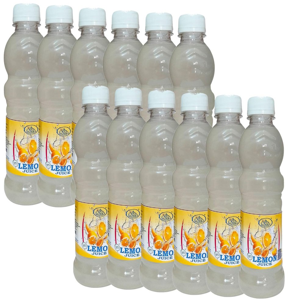 Badrika Pure Natural Lemon Juice, 200ml Bottles, Pack of 12
