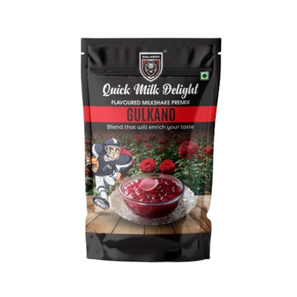 Gallardo Quick Milk Delight Gulkand Flavoured Milkshake Premix | Refreshing Rose Taste | Easy to Prepare | Smooth & Creamy Drink | 50g Pack