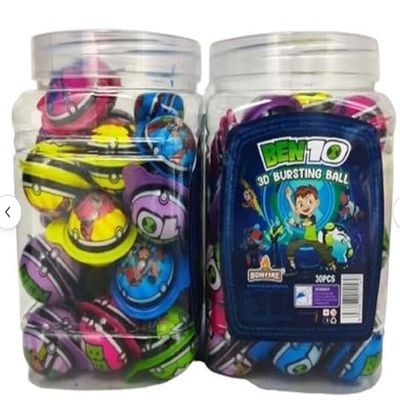 ASFOODS BEN10 3D Bursting Eye Ball Candy Center Filled Gummy Candy Jelly Balls 30Pcs jar Strawberry, Orange, Grape, Apple, Mango