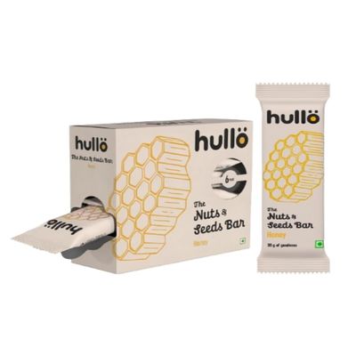 Hullo Nuts & Seeds Bar - Honey (6 x 30g Pack) | Dairy Free, Nutrient Rich & Balanced Snack Bars for Kids & Adults | Nutrition Bars No Added Sugar & No Preservatives