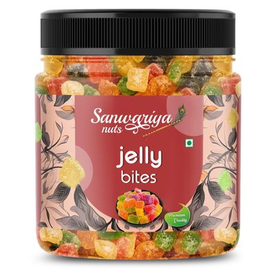 Mixed Fruit Jelly Bitesm | Sugar-Coated Jellys Candy Beans | Sweet & Chewy Juicy Jellies Toffee - Jar Pack Sugar Assorted Fruits Candy, Fruit Candy, Jely Candy (1 kg)