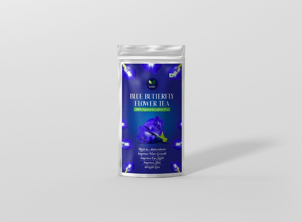 Assam True Flavours Blue Butterfly Flower Tea, 50g, Natural Caffeine Free Loose Petals