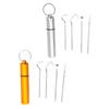CALANDIS 4x Tootick Set Portable with Holder Case Tootick Hook for Picnic Silver | Dental Floss & Flossers | Oral Care view 1