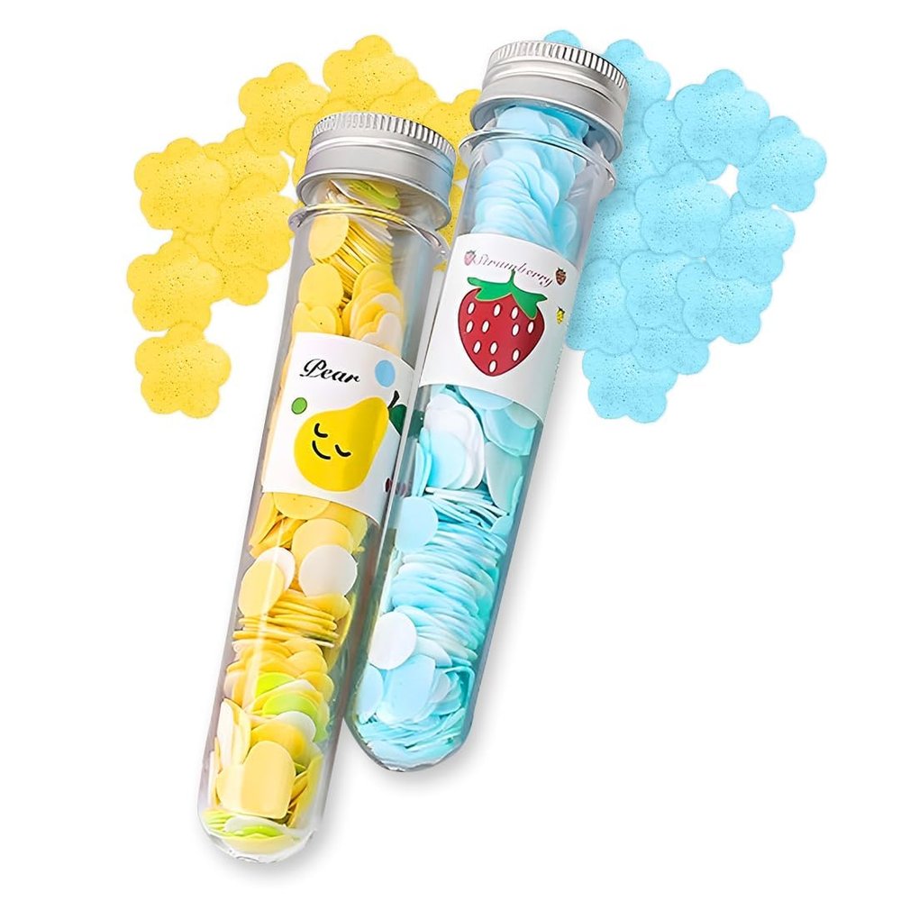 Quvira Paper Soap Bottles  Portable Fruit-Scented Soap Strips for Travel, Outdoor, Office Use  Disposable Hand Wash Sheets for Kids & Adults  Pocket Size, Skin Safe & Leakproof (Pack of 2)