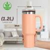 1200ML Stainless Steel Tumbler with Handle, Lid & Steel Straws  Leak-Proof Travel Mug for Hot and Cold Drinks  Fits Car Cupholders, Gym, Travelling view 2