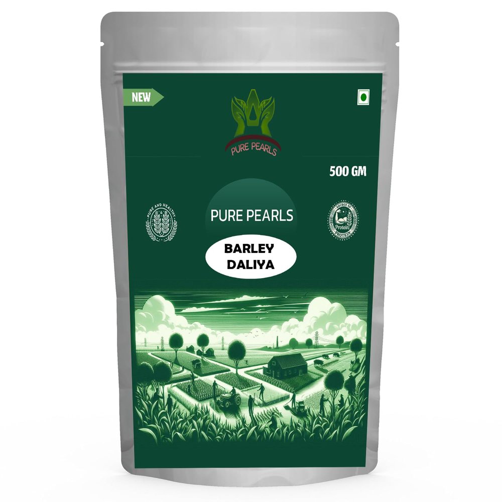 PUREPEARLS Barley Dalia-500 Gram (Jau Ka Dalia,Jau Porridge) Healthy Grains Fibre Rich/Immunity Builder Baarly Dalia- 500G