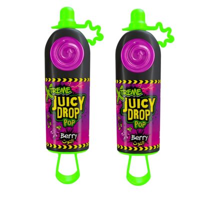 Xtreme Juicy Drop Pop, Sweet & Sour Candy, 52g (Pack of 2) - Fun Candy with Sour Gel & Sweet Lollipop (Berry)