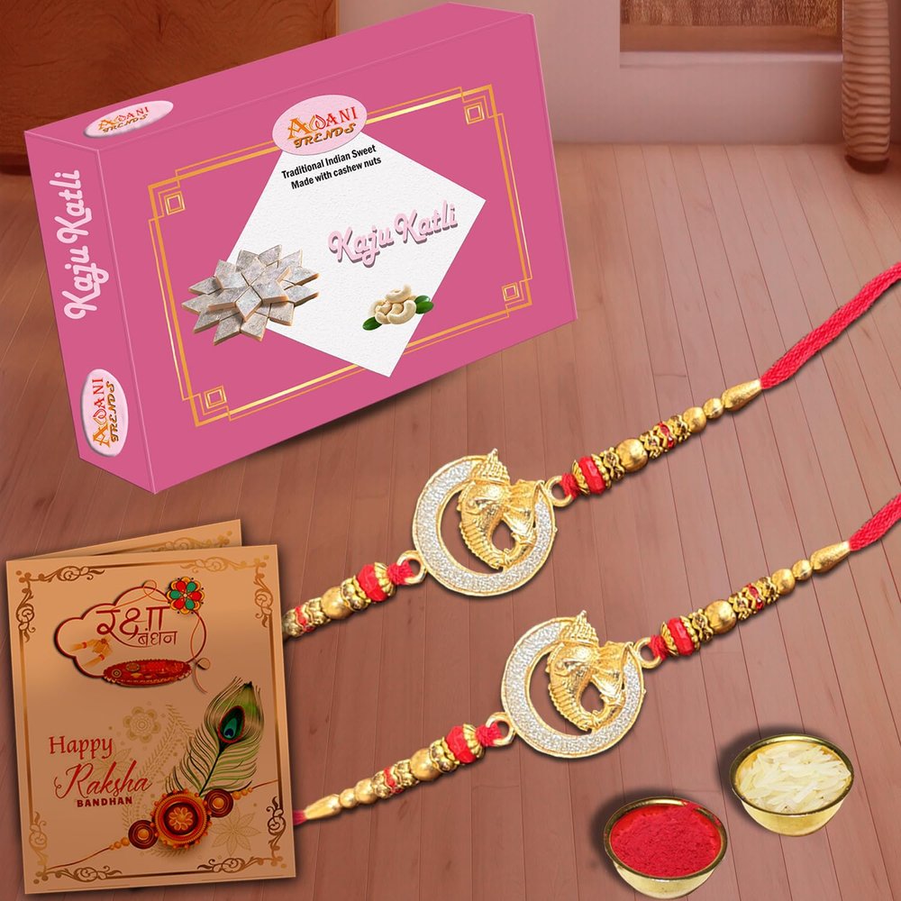 AWANI TRENDS Rakhi Gift with KajuKatli gift pack Rakhi (Ganesh Rakhi with Kaju Katli)