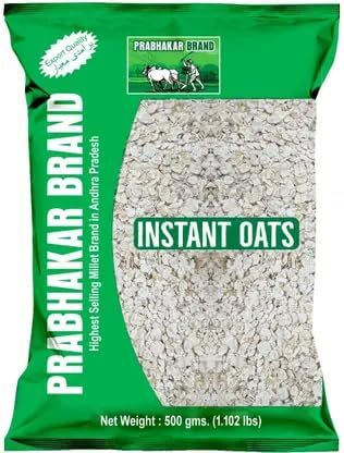 Prabhakar Brand Instant Oats | Ready-to-Cook Whole Grain Oats Pouch (500g)