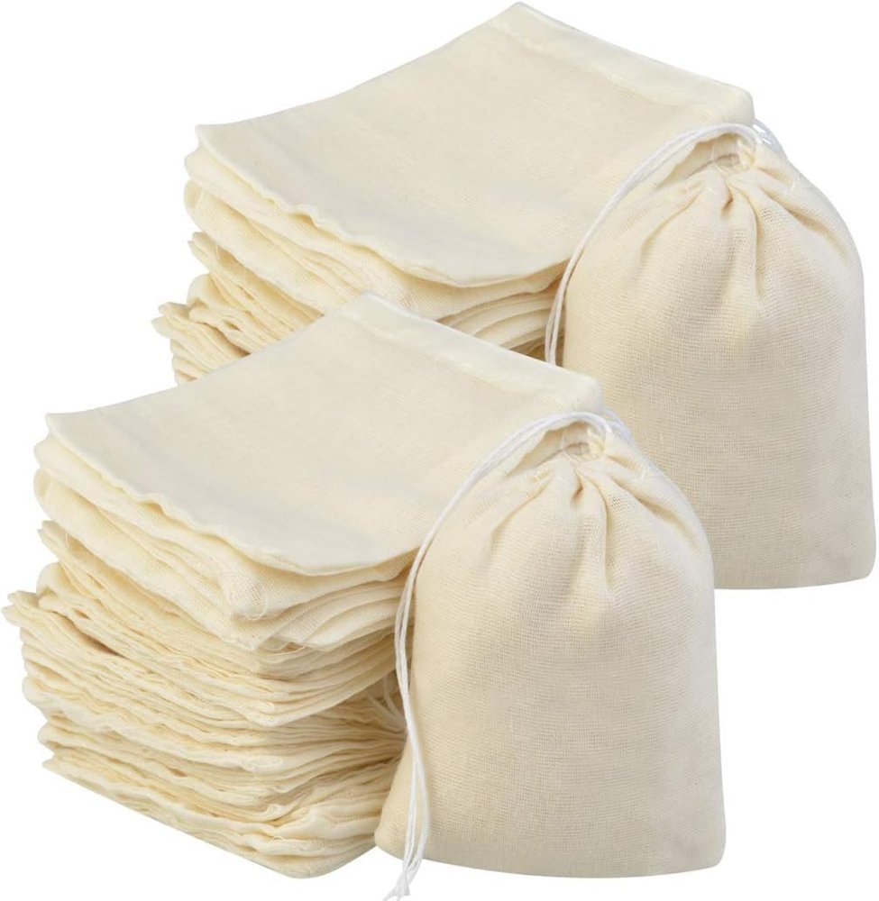 Birdbrid Reusable Muslin Produce Bags 10 x 12 Inch Cotton Storage Sacks for Grocery and Kitchen Pack of 14